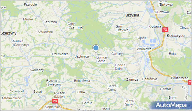 mapa Lipnica Górna, Lipnica Górna gmina Skołyszyn na mapie Targeo